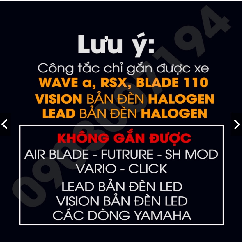 Nút tắt mở đèn cho xe đời mới tích hợp pha cos -Honda Wave a, RSX fi, Vision...sử dụng bóng đèn H4