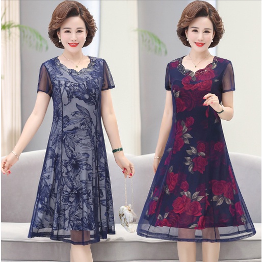 Váy Đầm Dự Tiệc Trung Niên Nữ Cao Cấp V10 - Áo Đầm Dạ Hội Cho Mẹ Đẹp Sang Trọng Thời Trang cho người lớn tuổi Bigsize