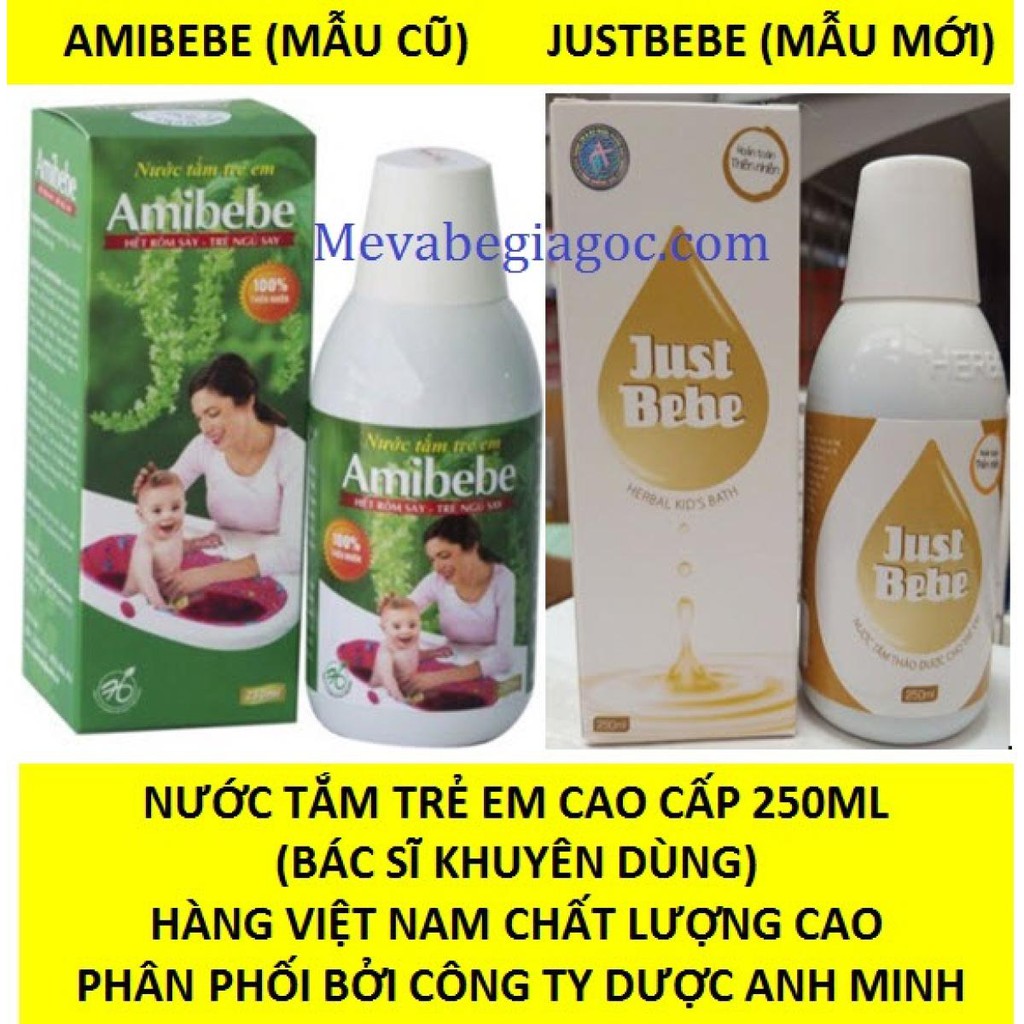 Nước tắm trẻ Em AMIBEBE / JUSTBEBE 250ML (Hàng Việt Nam Chất Lượng Cao) (Phân phối bởi Cty Được Anh Minh)