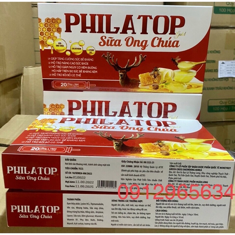 Philatop Sữa ong chúa bồi dưỡng phục hồi sức khoẻ tăng đề kháng giúp ăn ngon ngủ tốt 20 ống chính hãng
