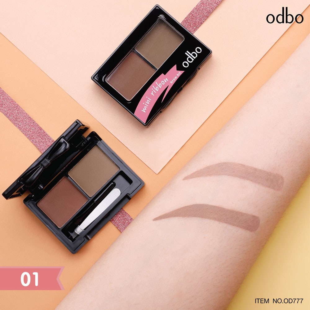 Chì Kẻ Mày Sắc Nét Odbo dạng bột 2 màu sắc nét - kèm cọ  OD777 5g odbo Mini Ribbon Brow Kit OD777❤️