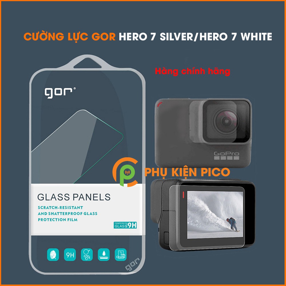 Cường lực GoPro Hero 7 Silver / Hero 7 White chính hãng Gor bộ 2 miếng trong suốt