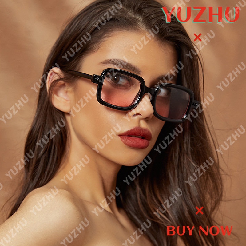(YUZHU) Kính Mát Gọng Vuông Dày Phong Cách Retro Phương Tây Thời Trang