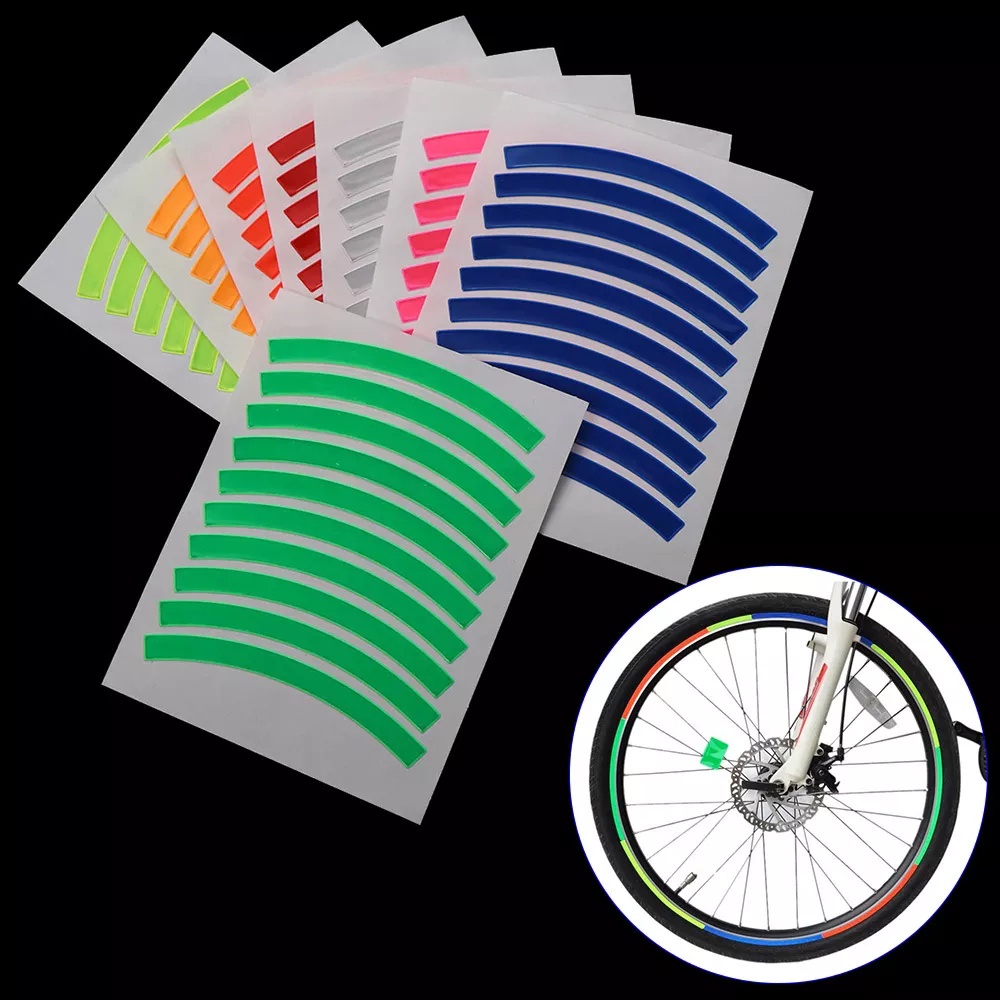 Bộ 10 miếng dán phản quang nhiều màu độc đáo trang trí xe máy/ xe đạp