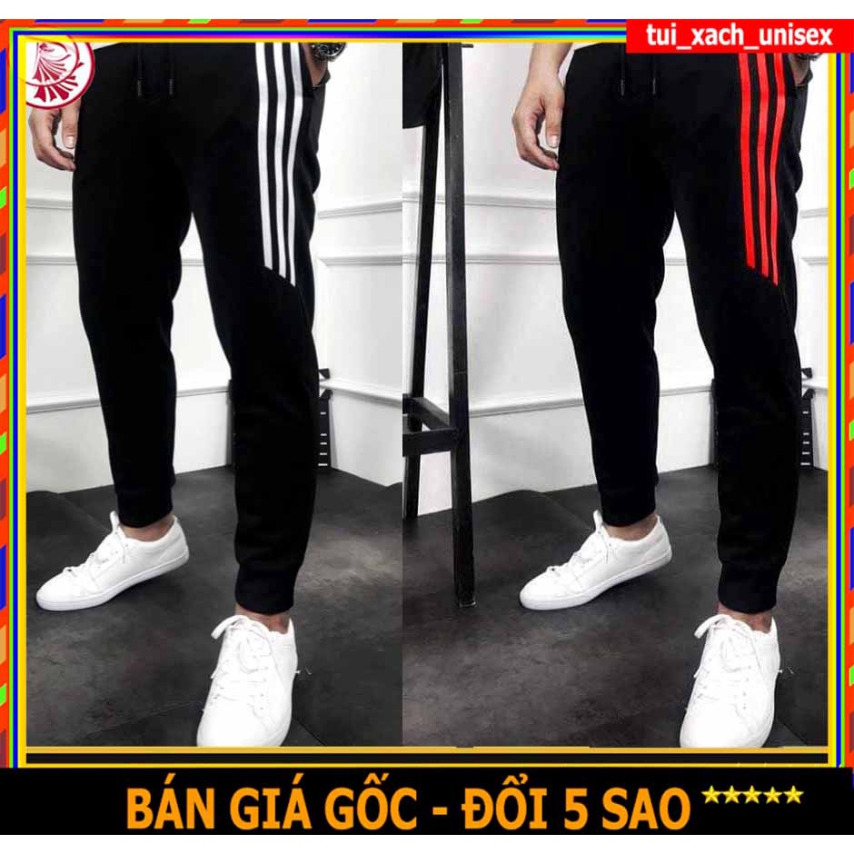 ❤️ ẢNH THẬT - GIÁ SỈ ❤️ Quần Jogger Nỉ Quần Thể Thao 3 Sọc Lửng Nam MÀU ĐEN BO ỐNG 2020-2021