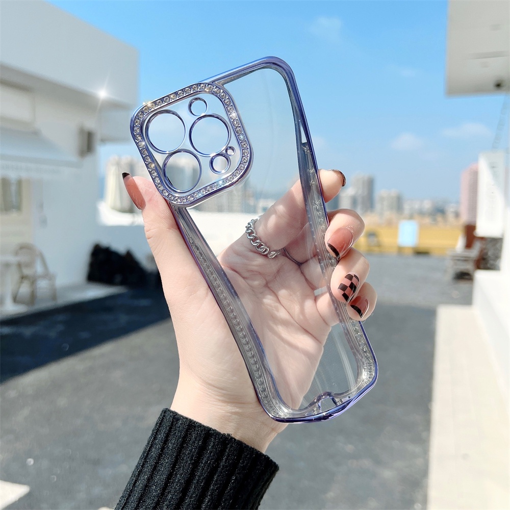Ốp Điện Thoại TPU Trong Suốt Viền Kim Cương Cho IPhone 13 12 11 Pro Max 13pro 11pro