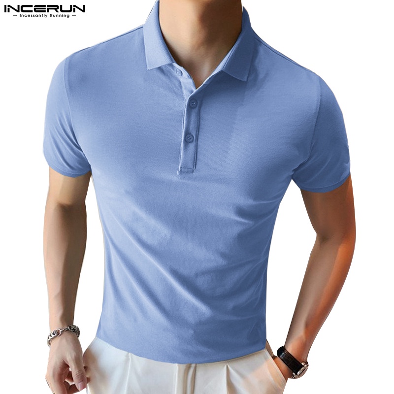 INCERUN Áo Thun Polo Tay Ngắn Có 3 Màu Thời Trang Trẻ Trung Cho Nam