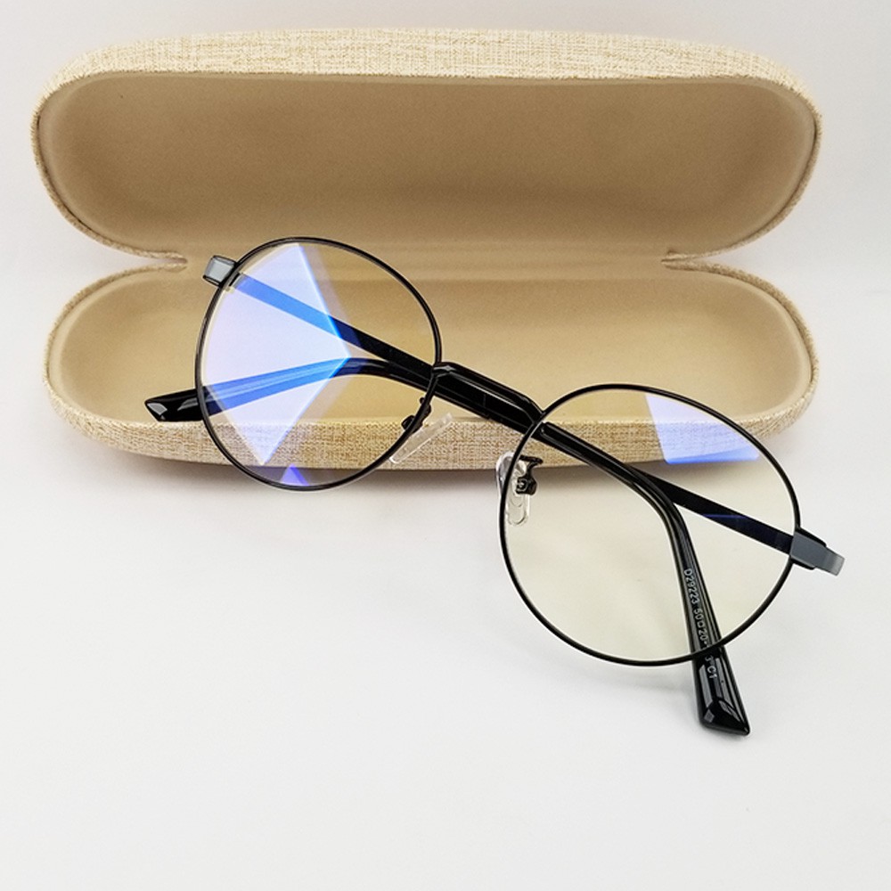 Gọng kính cận nam nữ mắt tròn kim loại cao cấp màu đen GC29223. Tròng kính giả cận 0 độ | BigBuy360 - bigbuy360.vn