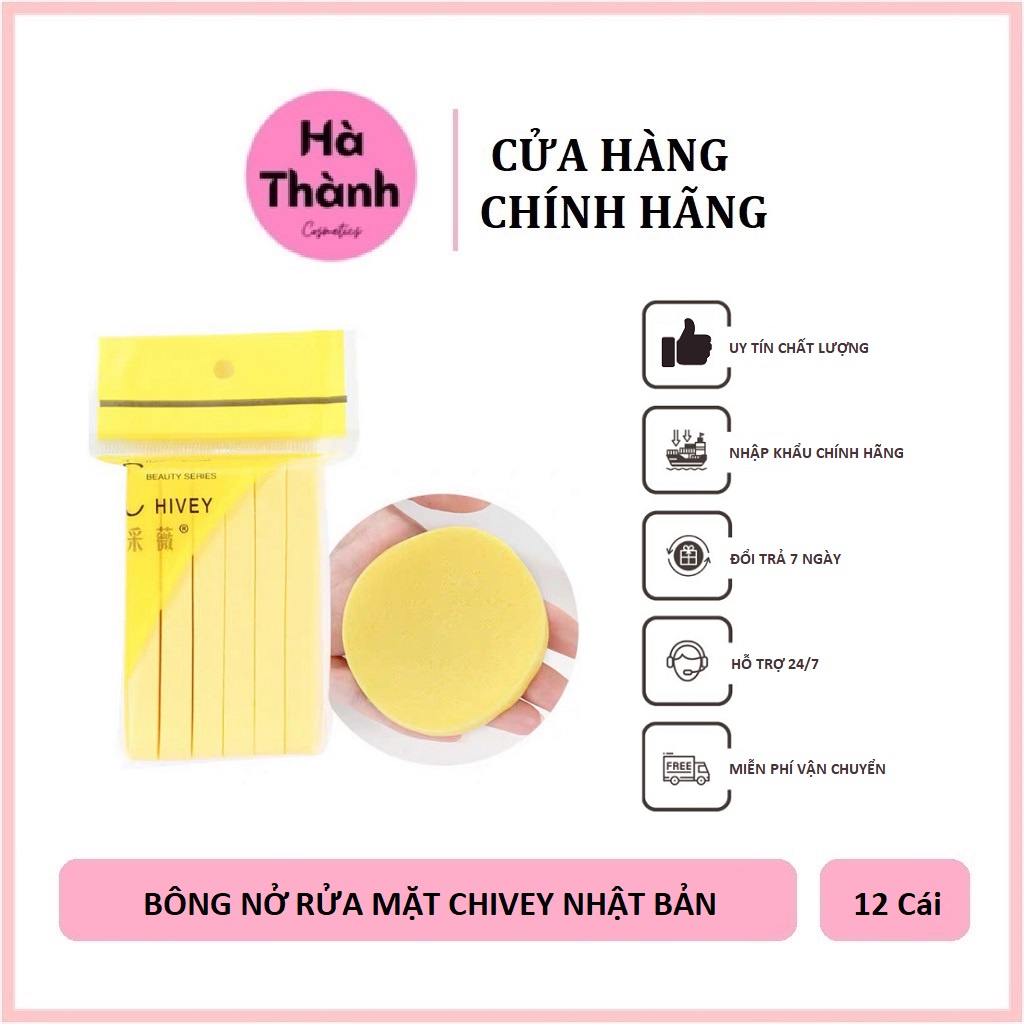 Mút Bọt Biển Bông Nở Rửa Mặt 12 Miếng Chivey Nhật Bản Mềm Mại Sạch Sâu - HT217