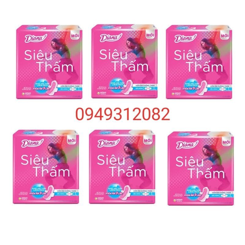 Combo 6 gói băng vệ sinh Diana siêu thấm mỏng cánh