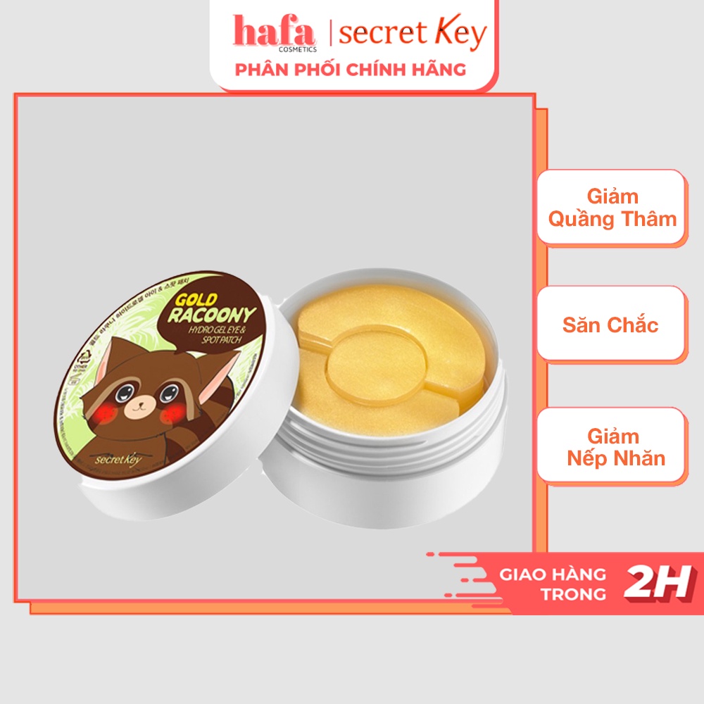 Mặt nạ đắp dưỡng da vùng mắt và giảm mụn thâm 2 trong 1 Secret Key Gold Racoony Hydro Gel &amp; Spot Patch