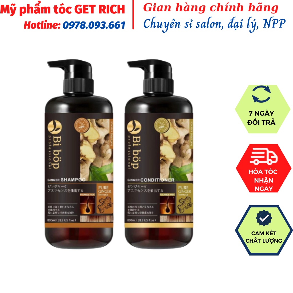 Dầu Gội Xả Gừng Bi Bo 800ml chống rụng tóc mọc tóc