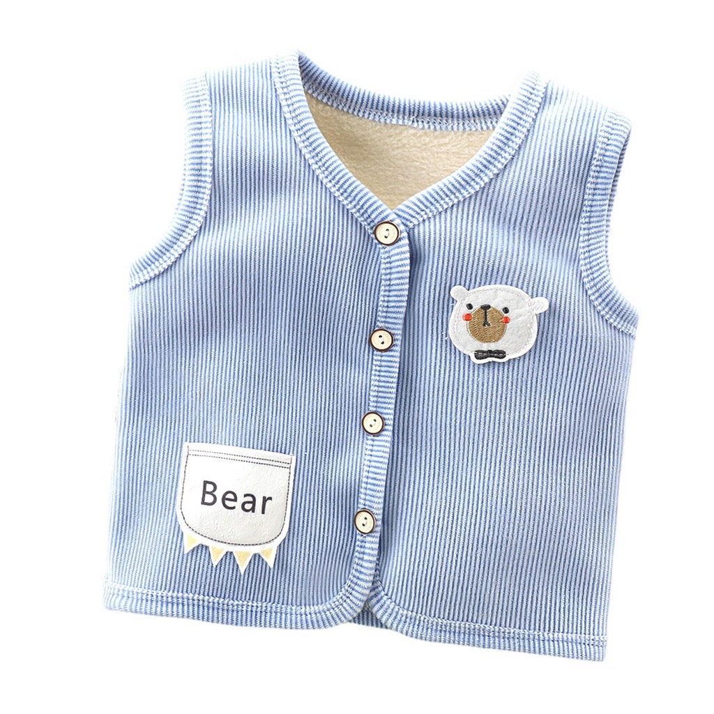 Áo khoác cardigan sát nách phối nhung giữ ấm thời trang thu đông cho bé trai/bé gái mặc ngoài trời kích thước 66-120CM