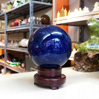 Quả Cầu Phong Thủy Đá Obsidian Xanh Dương - tặng kèm chân đế size 12p