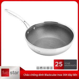 Chảo Chống Dính Sâu Lòng-Fivestar-Blackcube-26cm-Inox 304-dạng tổ ong-3 Lớp-Đáy Liền-siêu bền đẹp-chính hãng-BH 5 năm