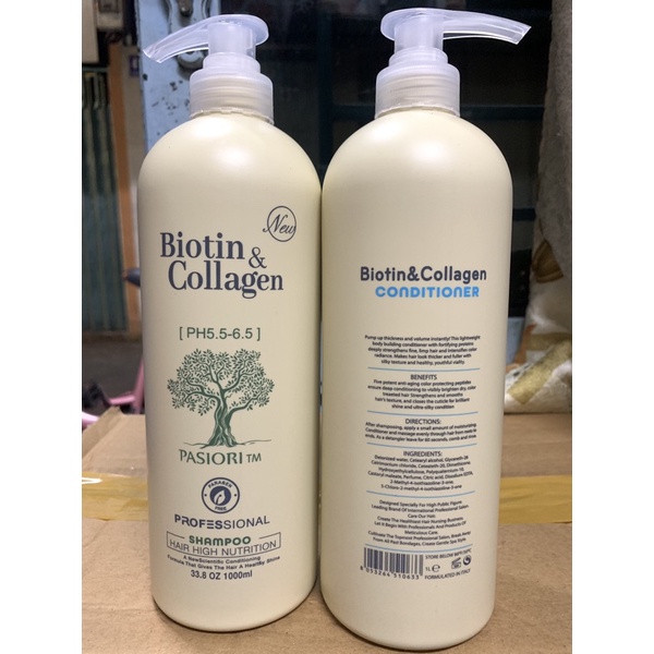 Cặp Dầu Gội Xả Biotin Collagen Trắng 500ml-1000ml | Giảm Rụng Tóc, Kích Mọc Tóc, Phục Hồi Tóc Khô Xơ