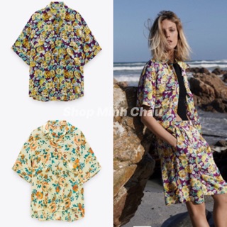 (Sẵn)Áo sơ mi hoa Zara auth canh sale, 2 mầu