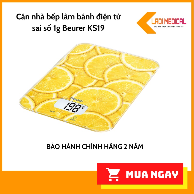 Cân nhà bếp làm bánh điện tử sai số 1g Beurer KS19 màu ngẫu nhiên