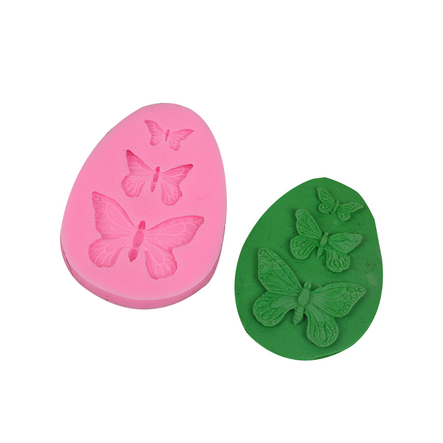 BUTTERFLY Khuôn Silicon 3 Ngăn Làm Bánh Đa Năng Tiện Dụng Hình Bướm Xinh Xắn