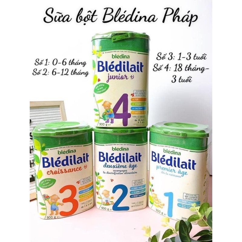 Sữa bột Bledilait Bledina Pháp số 1 2 3 DATE 2023