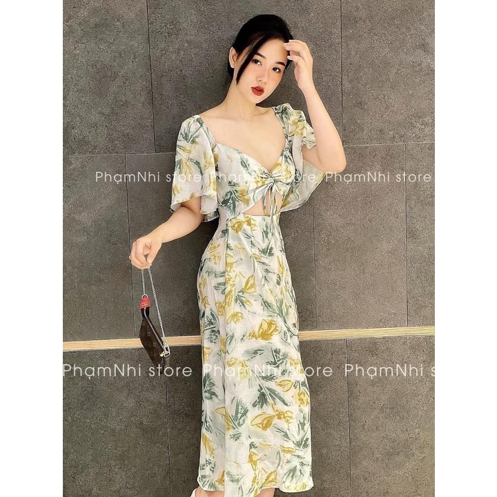 VÁY MAXI DÁNG DÀI CUTOUT HOA CÀNH CÚP NGỰC ĐAN DÂY SEXY ZARA