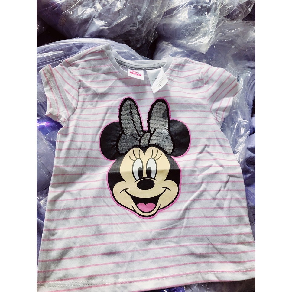Áo ngắn tay kim sa lật bé gái Minie và Elsa 2-7T