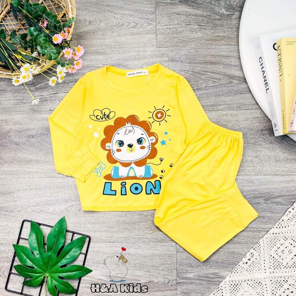 [Bé 19-32kg] Bộ dài tay thun lạnh in hình lớn Minky Mom mềm mịn mát cho bé trai bé gái - HÀNG CHUẨN