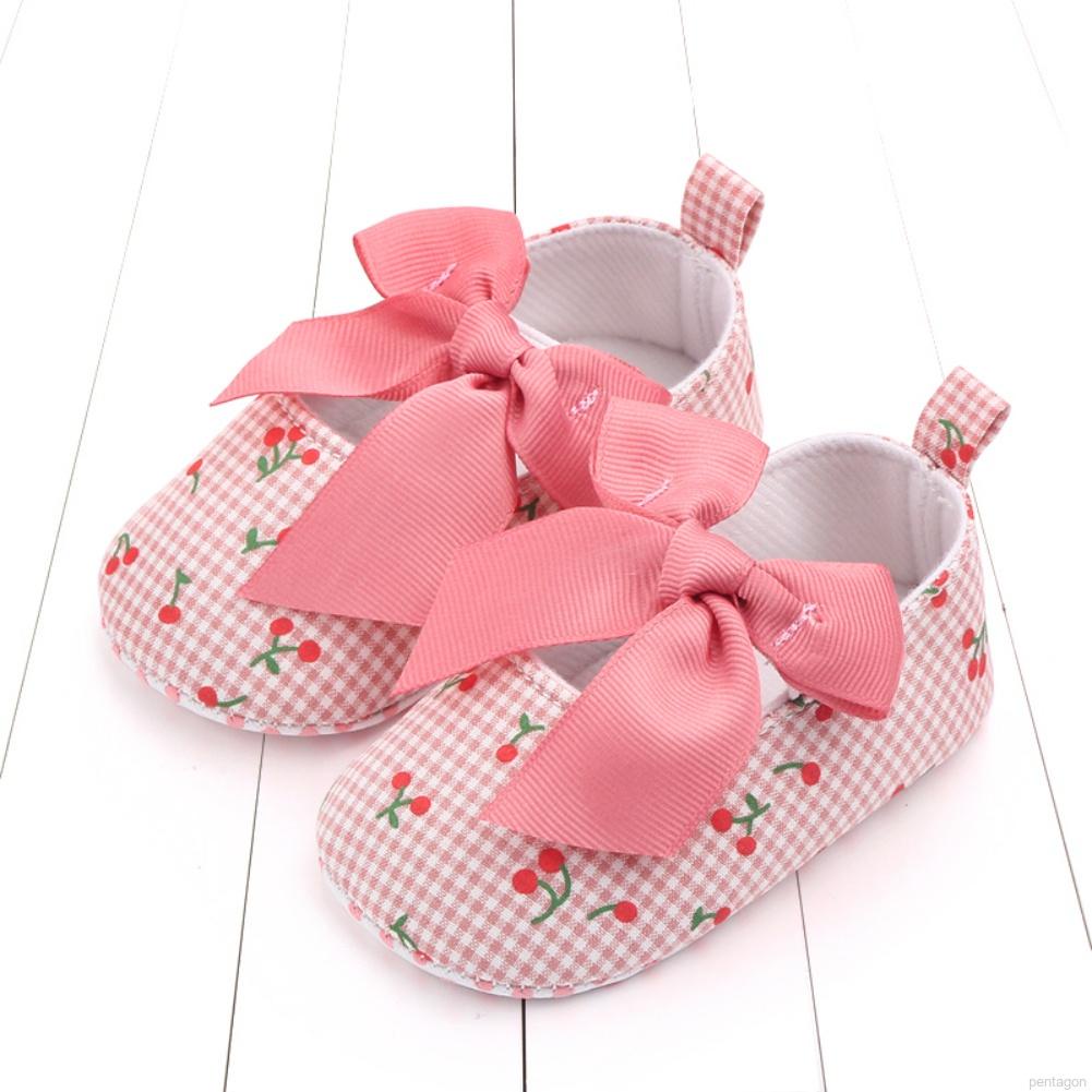 Giày đế mềm chống trượt thoáng khí phối nơ xinh xắn cho bé gái 0-18 tháng tuổi