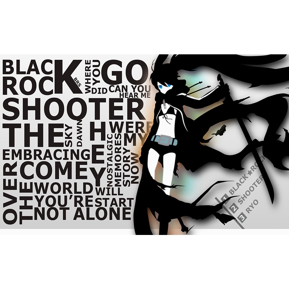Poster A3 dán tường Anime, decal 30x42 trang trí có keo Black Rock Shooter Wallpapers 1