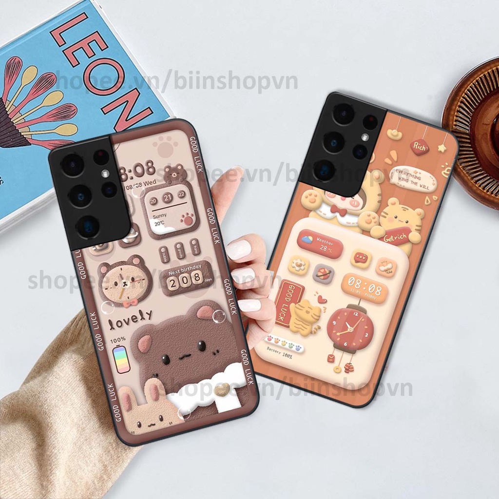 Ốp Samsung S21 Ultra in 3D icon gấu nổi siêu xinh, siêu đáng yêu, cá tính phong cách