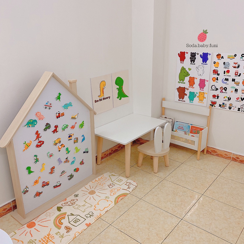 Bộ phương tiện giao thông có nam châm dùng cho bảng từ hoặc dán tủ lạnh, sticker cho bé