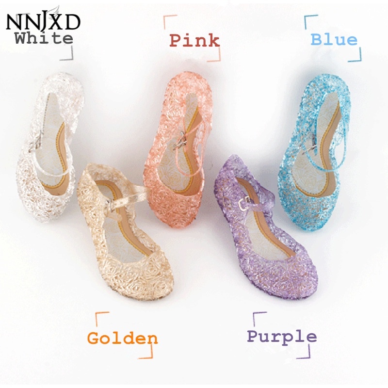 NNJXD Giày sandal họa tiết pha lê phong cách công chúa Elsa cho bé gái