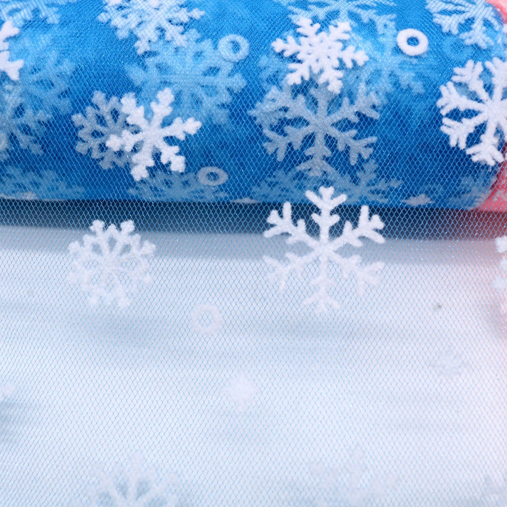 Cuộn Ruy Băng Lưới Họa Tiết Bông Tuyết 10Yards 15cm Trang Trí Giáng Sinh