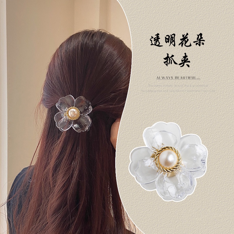 Kẹp Tóc Nửa Đầu Hình Bông Hoa Lưng Vừa