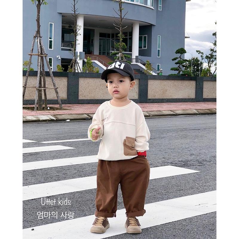 ÁO SWEATER  PHONG CÁCH HÀN QUỐC  TÚI 1 BÊN FORM NHỎ 799 (DA CÁ)  DÀNH CHO BÉ GÁI VÀ BÉ TRAI