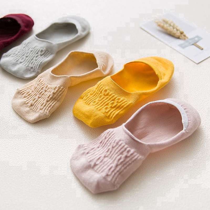 Cặp vớ cổ thấp màu kẹo chống trượt thoáng khí