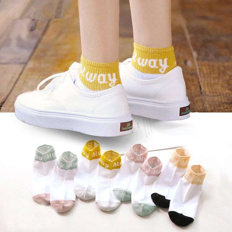 Sport Set Of 10 Pairs Fashion Korea Style Cotton Short and Long Socks Soft Cute Soft Breathable Ankle Socks & Calf Socks Sport Style Random Color Women's Socks