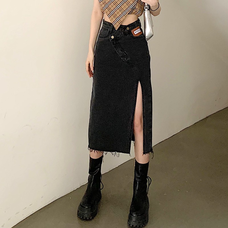 (SẴN) Chân váy jean dài xẻ tà ulzzang AK1534 kèm ảnh thật | BigBuy360 - bigbuy360.vn