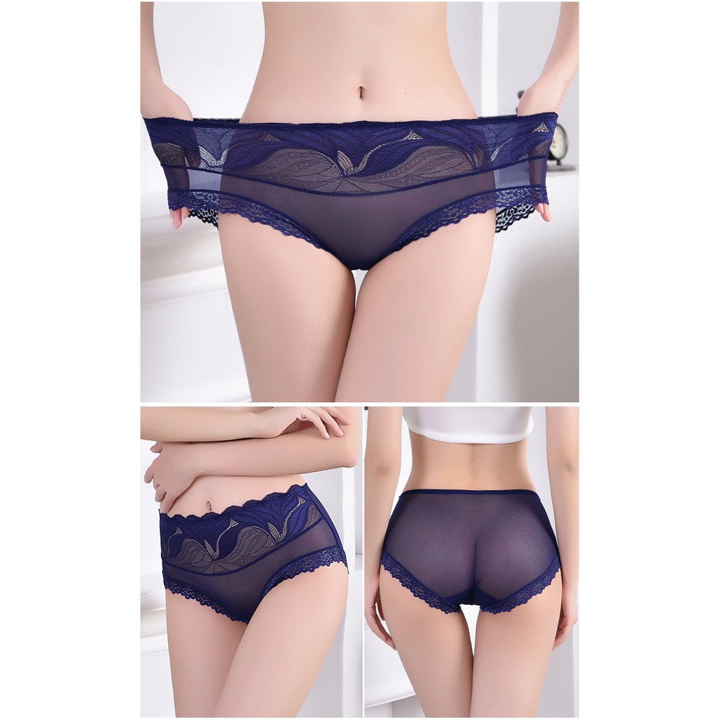 Quần Lót Nữ ren Sexy lưới phối cạp ren họa tiết lá sexy gợi cảm mỏng mát mã 518 | BigBuy360 - bigbuy360.vn