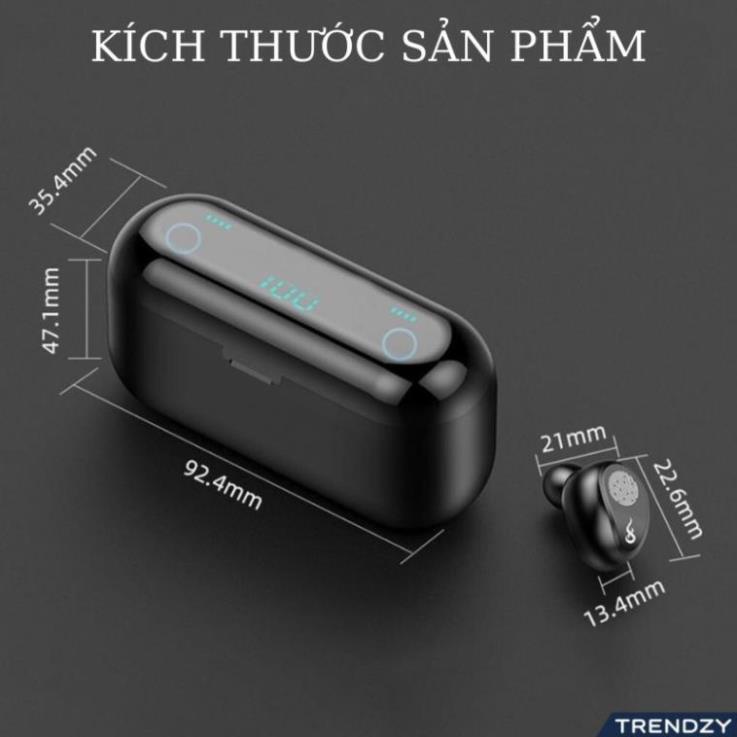 Tai nghe Bluetooth AMOI F9 TWS 5.0 bản QUỐC TẾ không dây cảm ứng chống nước IPX5, chống ồn pin 2500mAh