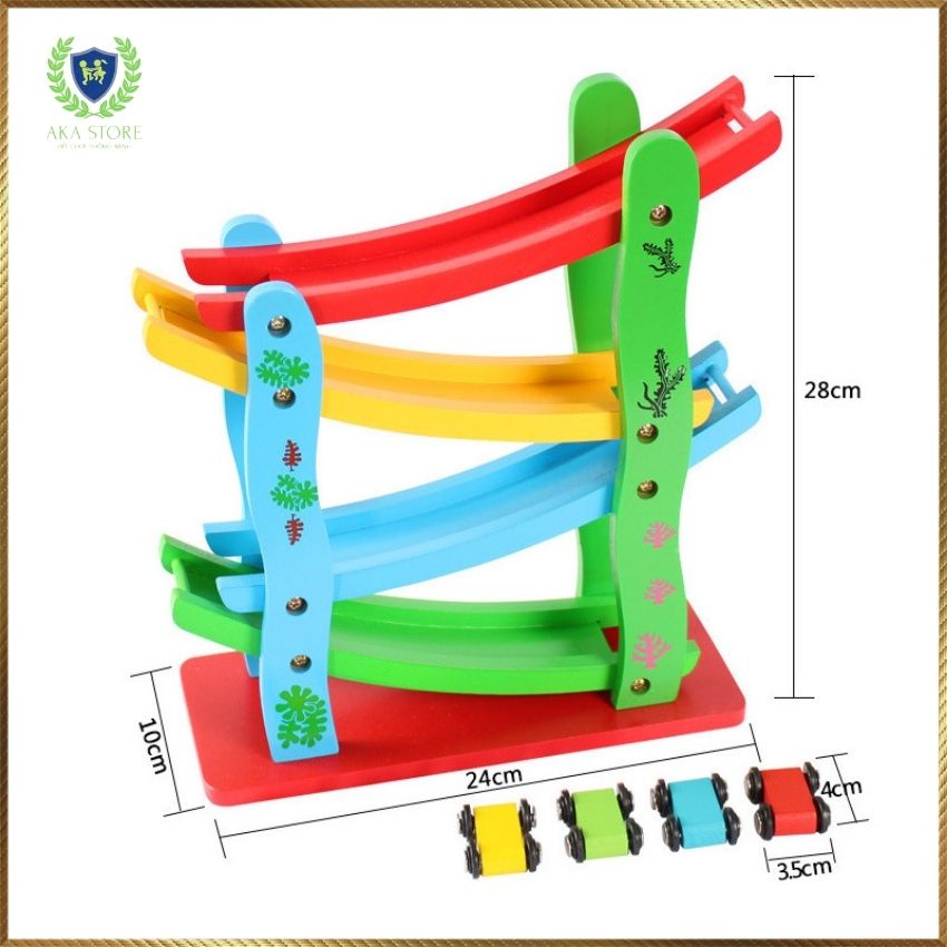 [FREESHIP+QUÀ 10K] Đồ Chơi Xe Cầu Trượt 4 Tầng Bằng Gỗ Dành Cho Bé, AKA Store