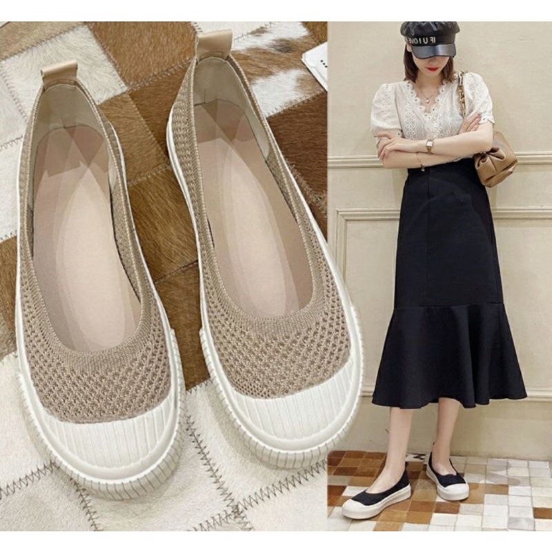 Giày slipon nữ cổ chun siêu xinh 2 mầu đen, nâu mã 345