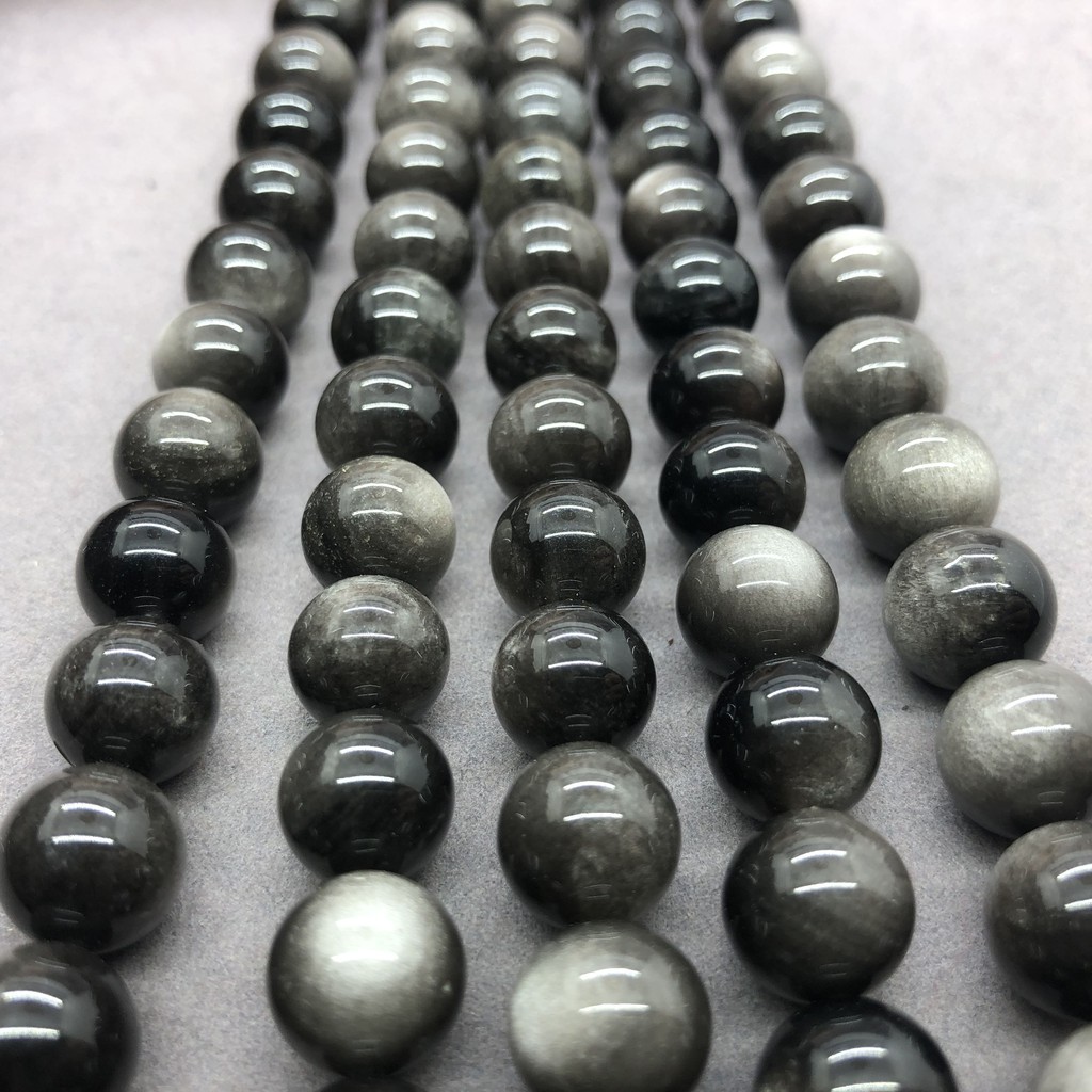 Chuỗi Hạt Đá Obsidian Đôi Mắt Thiên Nhiên 5A 6-14mm Tự Làm Trang Sức