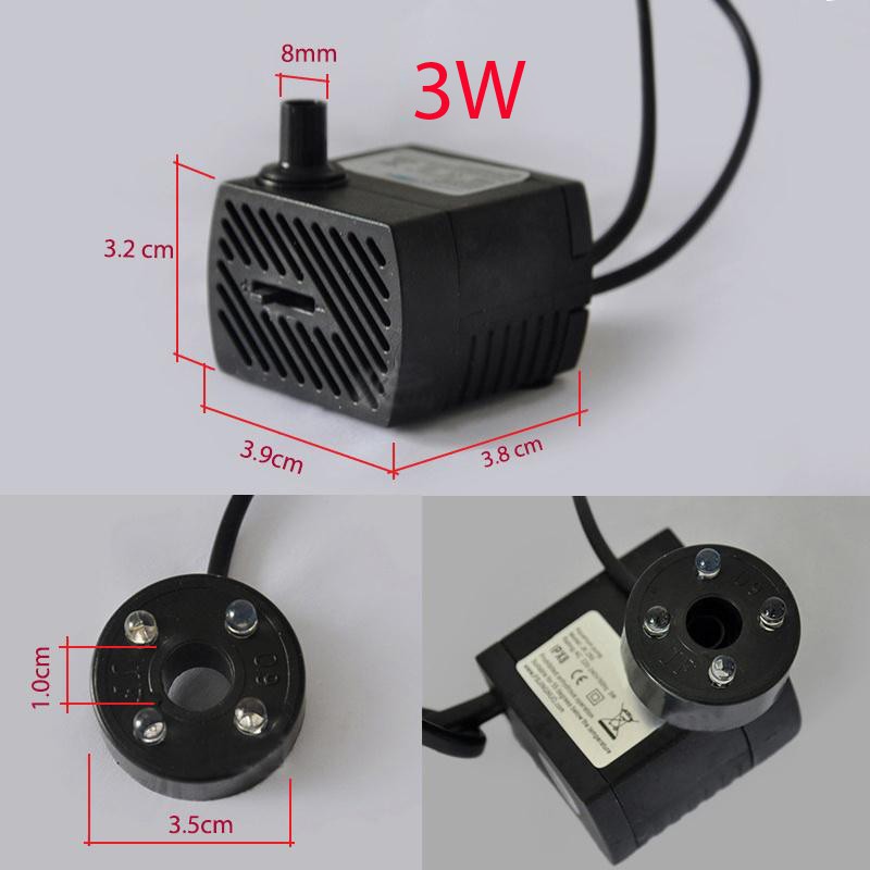 Máy Bơm Nước Chìm 4 đèn led đổi màu, Hồ Cá, Hòn Non, Bộ Thác Nước