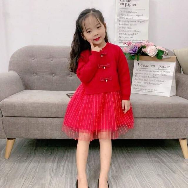 Đầm len bé gái ( áo liền đầm )