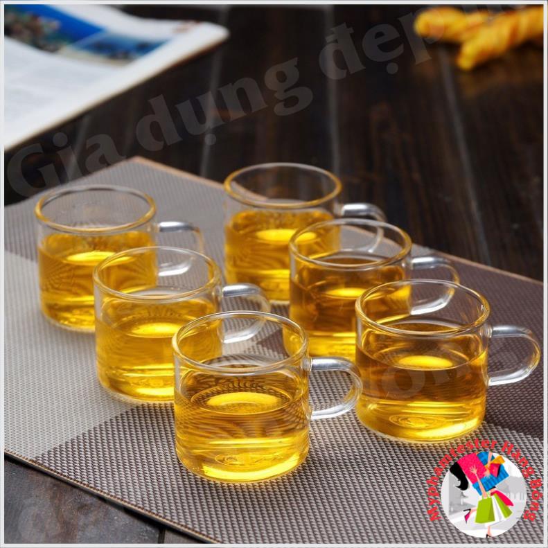 (HÀNG ĐẸP) chén thuỷ tinh quai trụ dung tích 100ml