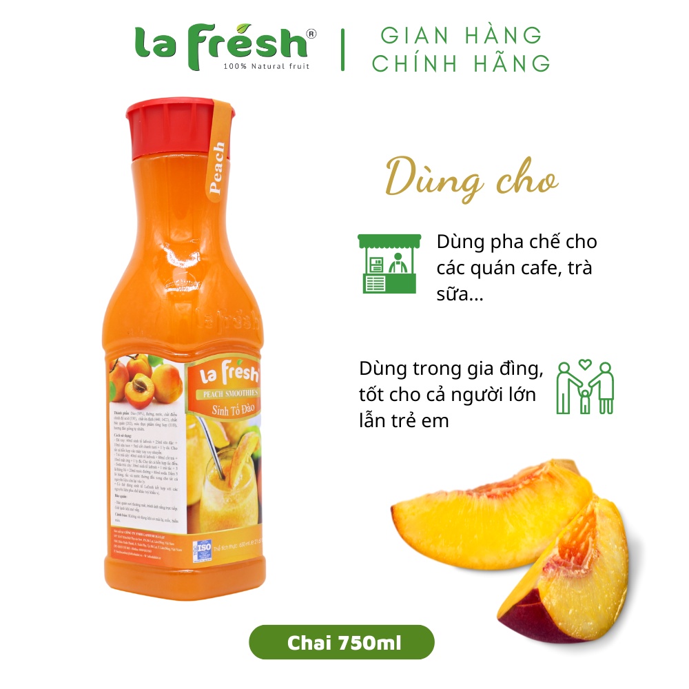 Sinh Tố Đào LaFresh Đà Lạt Chai 650ml