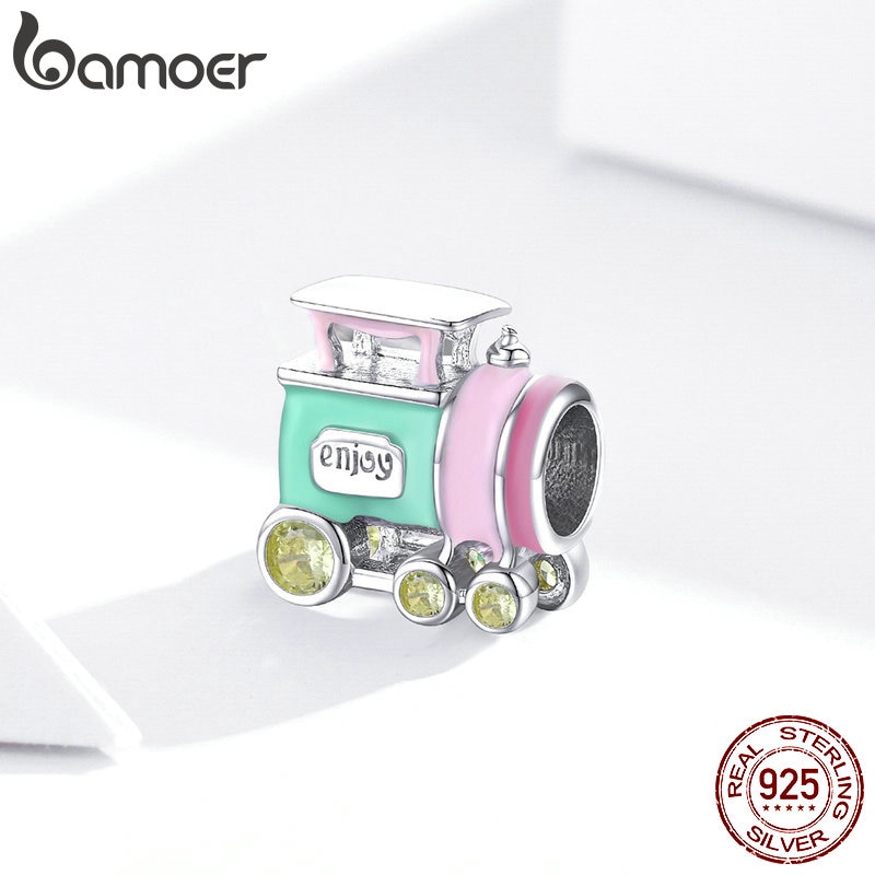 Hạt charm BAMOER BSC289 bạc 925 nhiều màu dùng làm trang sức DIY