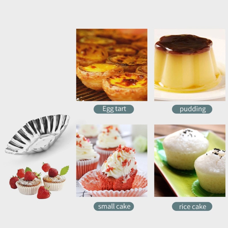 Khuôn Làm Bánh Tart Trứng Mini Bằng Thép Không Gỉ Tiện Lợi Dành Cho Nhà Bếp