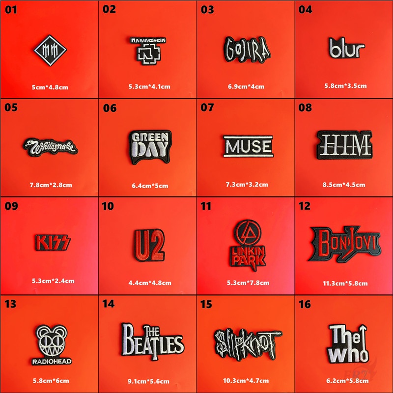 ♚ Miếng Dán Kim Loại Phong Cách Rock 06-On Chất Lượng ♚ 1 Sticker Ủi Thêu Hình Rock N Roll